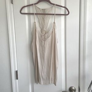 Mustard Seed Ecru Satin & Lace Button Back Tank